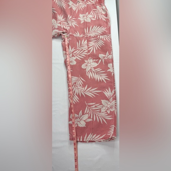 Chico's Vintage 2 Piece Set Jacket Pants Distress Linen Tropical Print Sz Large - Picture 13 of 13